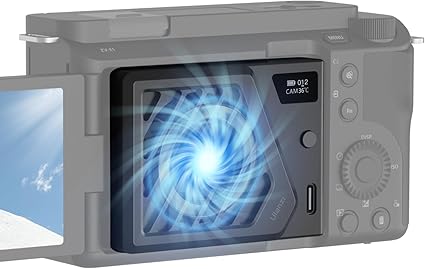 Ulanzi カメラ用冷却ファン 扇風機 【アップグレード版】 発熱対策 風量調節可 静音設計 スプリングタイプ 冷却クーラー 小型 軽量 Type-c充電式 200mAh カメラ用ラジエーター 送風機 夏用 排熱 温度表示 ソニー/キヤノン/フジフイルムに対応 ブラック