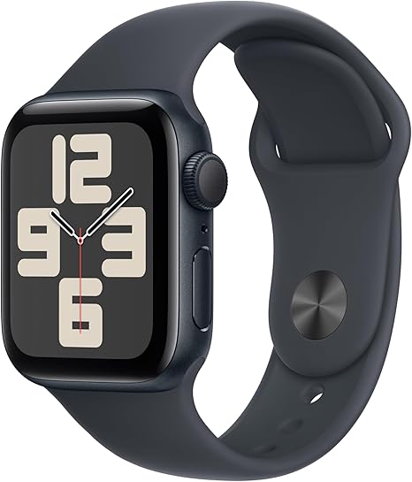 Apple Watch SE(第 2 世代)[GPS モデル、40mm ケース]ミッドナイトアルミニウムケースとミッドナイトスポーツバンド - S/Mを組み合わせたスマートウォッチ。フィットネストラッカーと睡眠トラッカー、 衝突事故検出、心拍数のモニタリング、Retina ディスプレイ、耐水性能