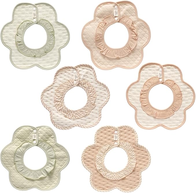 [アンジュスマイル] ベビー スタイ よだれかけ ベビー ビブ 赤ちゃん 防水 360 無地 6枚 セット 綿 100%