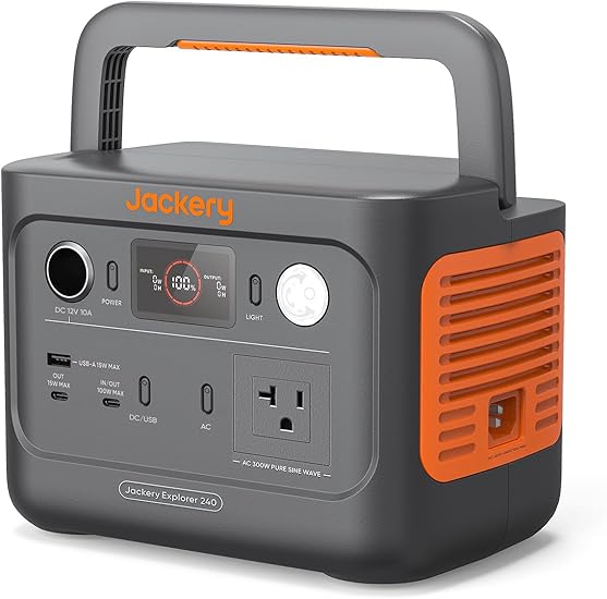 Jackery ポータブル電源 240 New 256Wh リン酸鉄 長寿命 定格出力300W 瞬間最大600W 60分急速充電 スマホ タブレット充電用 モバイルバッテリー コンパクト UPS機能 アプリ遠隔操作 純正弦波 AC100V 50Hz/60Hz 車中泊 停電対策 防災対策 ジャクリ [型番:JE-240A]