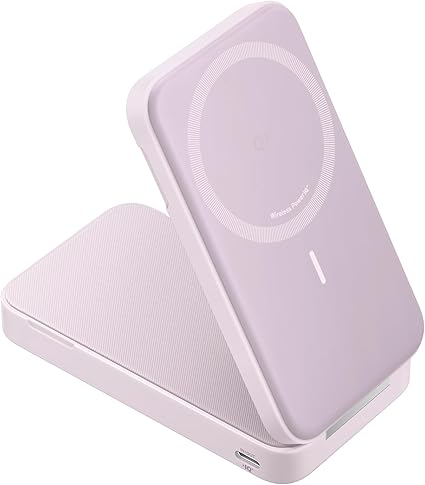 Anker MagGo Power Bank (6600mAh) モバイルバッテリー Qi2対応 ワイヤレス充電 最大出力15W MagSafe対応 マグネット式ワイヤレス充電対応 コンパクト 折りたたみ式スタンド iPhone 16 / 15 / 14 / 13 シリーズ専用 (パープル)
