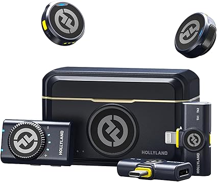 Hollyland「DGP Mobile 2024金賞」「晋遊舎家電批判A評価」 Lark M2 Combo -ワイヤレスマイク-ピンマイク-軽量9g-48Khz/24Bit-Lightingシリーズ/USB Type-C/カメラ対応-300m転送距離-Vlog撮影 (黒）