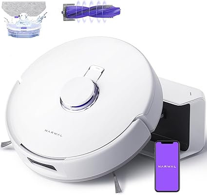 【自動掃除機】Narwal (ナーワル) Freo X Plus ロボット掃除機 絡まりゼロフローティングブラシ 収集ゴミ圧縮機能 7週間以上のゴミ捨てサイクル 最大7800Pa超強力吸引 静音設計 水拭き対応 自動モップリフトアップ 高精度マッピング レーザー障害物回避 アプリ対応 Alexa・Google Home・Siriに対応 1年メーカー保証