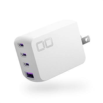 CIO NovaPort QUADⅡ 65W 急速充電器 PD 4ポート [世界最小級] USB-C×3 + USB-A×1 ACアダプター コンセント 軽量 iPhone 15 / 16 Android Galaxy Macbook iPad向け ノートPC (ホワイト)