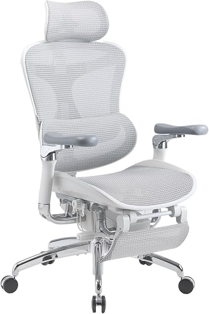 SIHOO Doro C500 オフィスチェア 椅子 デスクチェア【フットレスト付き】人間工学 チェア テレワーク 疲れない 人体工学椅 メッシュチェア 6D連動アームレスト 4段階調整S字背もたれ 自動適応ランバーサポート 3Dヘッドレスト 約135度リクライニング 耐荷重135KG ブラック ホワイト