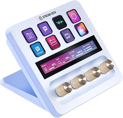 Elgato Stream Deck + White, オーディオミキサー, コンテンツクリエイターのためのライブ制作とスタジオコントローラー, ストリーミング, 配信, ゲーミング, カスタム可能なタッチストリップとダイヤルおよびLCDキー搭載, Mac/PC対応
