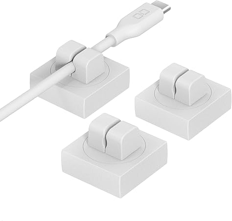 CIO ケーブルガイドクリップ 3個セット 角度が変わる ケーブルホルダー バネ式 ケーブルクリップ 壁 机 デスク下 デスク周り 車 配線隠し スマホ 充電 ケーブル マウス キーボード usb-c HDMI 配線整理グッズ (ホワイト)