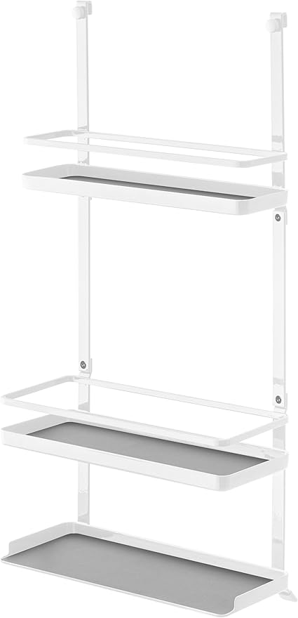山崎実業(Yamazaki) レンジフード調味料ラック 3段 ホワイト 約W27.5XD14XH57cm タワー tower 大容量 キッチンラック シリコーンマット付き 4836
