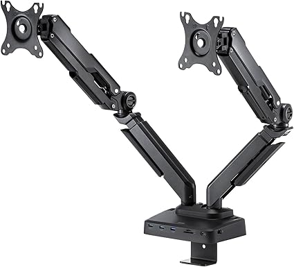 サンワサプライ ドッキングステーション搭載モニターアーム(デュアルアーム・ガススプリング式) CR-LACDK2402BK