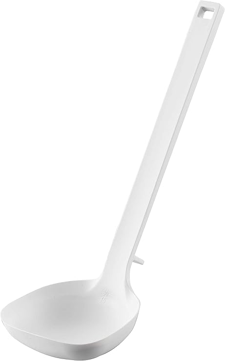 山崎実業(Yamazaki) シリコーン お玉 ホワイト 約W8XD6XH25.5cm タワー 鍋のフチにそいやすく すくいやすい 計れるメモリ付き 5189