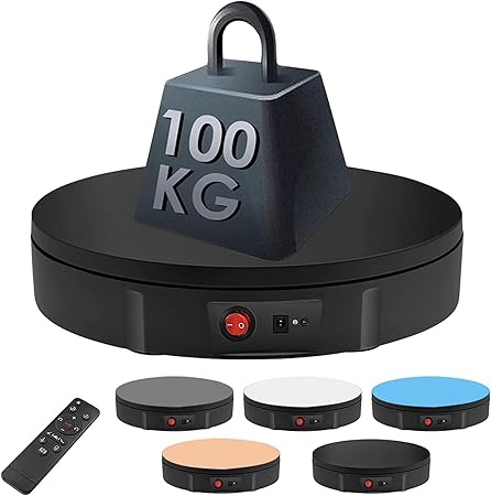 TINGHAIYAN 360度電動回転台 ターンテーブル 30cm 回転台電動 ターンテーブル電動 ディスプレイスタンド 耐荷重100kg 直径30cm 360°回転 100-110v電圧 リモコンが付き 操作便利 スピード・方向・角度が調整可能 低騒音 撮影用 展示用 商品撮影 動画撮影