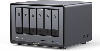UGREEN NASync DXP6800 Pro 6ベイデスクトップNAS Intel i5 1235u 10コアCPU 8GB DDR5 RAM 128GB SSD 10GbE x 2 M.2 NVMeスロット x 2 8K HDMI TBT4 x 2 ネットワーク接続ストレージ(ハードドライブは付属していません)