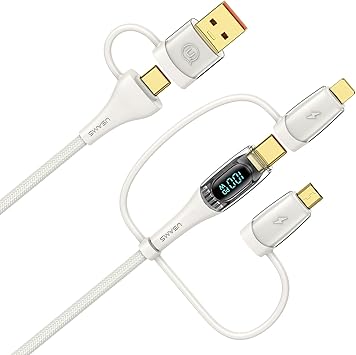 充電ケーブル 6in1 ケーブル 100WPD対応 急速充電 USB TYPE C 1.2m 高速データ転送 USB A+C to Type-C+Micro+IP 変換アダプタ 一本多役 3in1 多機能充電コード 高耐久ナイロン編み 多機種対応 正規充電器対応 (1.2M, ホワイト)