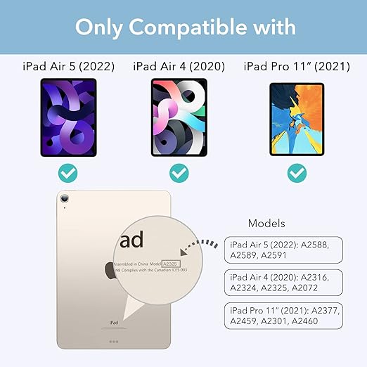 ESR iPad Air 5 ケース 2022 (第5世代) ハイブリッドケース iPad Air 4 ケース 2020 iPad Pro 11 (第3世代) ケース 2021 ペンシルホルダー付き 取り外し可能なマグネットカバー 硬い背面ケース オートスリープ/ウェイク グレー