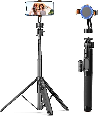 Ulanzi スマホ 三脚 Magasfe対応 自撮り棒 160cm カメラ 三脚/一脚兼用 三脚スタンド 5段階伸縮 片手操作 リモコン付き iPhone Androidに対応 コンパクト セルフィー/生放送/撮影録画に最適 SK-05