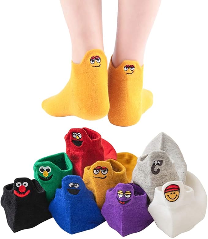 [Sekuzy] セサミストリート ソックス アンクルソックス クルーソックス ファッション かわいい くるぶしソック 蒸れない 脱げにくい 男女兼用 抗菌防臭 薄手 春夏用 22cm-25cm 8足セット