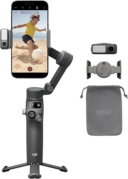 DJI スマホ ジンバル Osmo Mobile 7P ジンバルスタビライザー（iPhone/Android) ネイティブトラッキング 照明 3軸スマホジンバル クイックスタート ワンタップ編集 延長ロッド＆三脚内蔵 10時間使用 スマホ充電