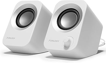 FUNLOGY Speaker（スピーカー/PCスピーカー）【VGP2024受賞 / 総合14W / ステレオスピーカー/パソコン/USB給電/重低音/AUX / 3.5mmピン入力 / 日本ブランド 】 (ホワイト)