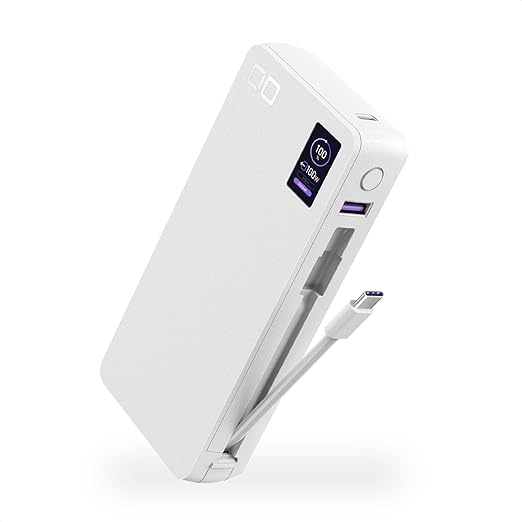 CIO モバイルバッテリー 100W ケーブル内蔵 大容量 20000mAh [脱着式ケーブル] PD 高出力 CIO独自技術 NovaIntelligence NovaSafety2.0搭載 ノートパソコン用モバイルバッテリー MacBook Pro iPhone Android SMARTCOBY Pro CABLE 100W 20K (ホワイト)