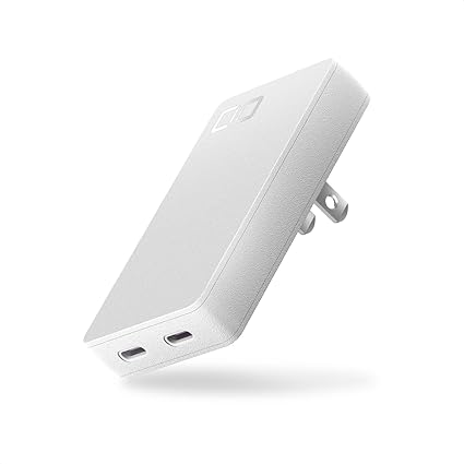 CIO NovaPort SLIM DUO 67W 2C [極薄 14ｍｍ CIO独自技術 NovaIntelligence搭載] PD GaN 高出力 2ポート Type-C 小型 急速充電器 タイプc USB 同時充電 iPhone15 / 16 Pro Max Android Macbook iPad ノートPC (ホワイト)