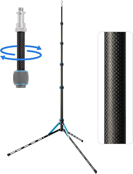 Nissin スーパーライトスタンド LS-50C-L 耐荷重1.5Kg トップポール回転式 安定性が向上長い脚47cm カーボンファイバー製 軽量約575g