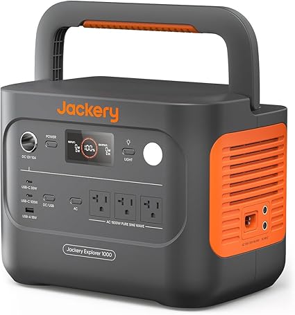 Jackery ポータブル電源 1000 New 1070Wh 業界トップの軽さとコンパクトボディ 1時間満充電 リン酸鉄 10年長寿命 定格出力1500W 瞬間最大3000W 防災 家庭用 アウトドア用 車中泊 UPS機能 アプリ遠隔操作 純正弦波 AC100V 50Hz/60Hz対応 [型番:JE-1000D]