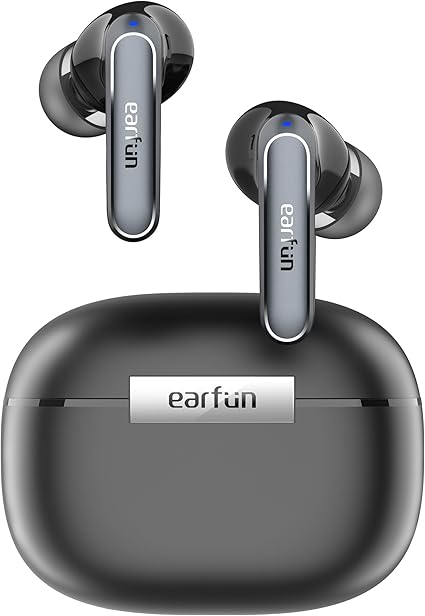 【VGP 2024金賞】EarFun Air 2 Bluetooth 5.3 ワイヤレスイヤホンハイレゾ LDAC対応/40時間再生/マルチポイント接続/10バンド専用アプリ/55msゲームモード/ワイヤレス充電/ IPX7防水【4マイク通話テクノロジー / PSE認証済み】 ハンズフリー通話 音声アシスト機能 (ブラック)