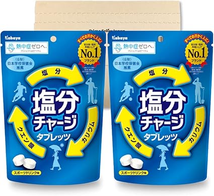 Kabaya Salt Charge Tabretts 2024 Sports Drink Flavor, 2.8 oz (81 g) x 2 Bags, PSJBOX Individual Packaging, Salt Supplement, Salt Tablet, Salt Candy, Glucose