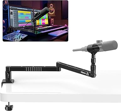 VIJIM LS26 マイクスタンド マイクアーム 卓上用 クランプ式 デスクスタンド 角度調整可能 マイクホルダー 1/4"3/8"5/8"変換ネジマウント付き 折りたたみ モニター下部からの設置/レコーディング/配信/ゲーミング/動画制作に適用 耐荷重2kg アルミ製