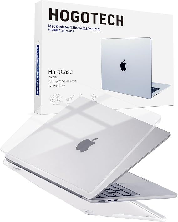 HOGOTECH ケース【MacBook Air 13インチ M4 M3 M2用】2025 2024 2022 カバー クリアカバー A3240 A3113 A2681