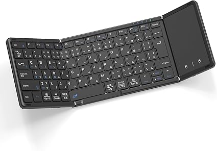 【最新型】Omikamo キーボード bluetooth 折り畳み式 ワイヤレス JIS標準日本語配列 ipad キーボード スマホ マルチペアリング タッチパッド付き iOS/Windows/Android/Mac/Google対応 無線 コンパクト 軽量 薄型 ipad mini パンタグラフ 充電式 (黒)