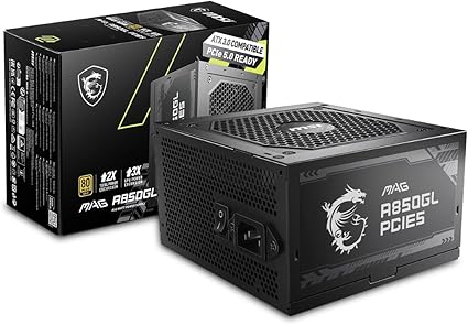 MSI 850W自作PC電源ユニットMAG A850GL PCIE5 (80PLUS GOLD PCIe5.1/ATX3.0ネイティブ対応)PS1327