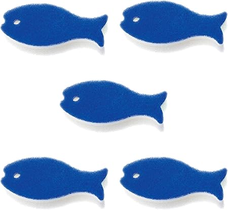 マーナ (marna) おさかなスポンジ 5個セット (スポンジ 食器洗い / 3層構造) キッチンスポンジ 食器用スポンジ 台所用スポンジ (ブルー) R502B