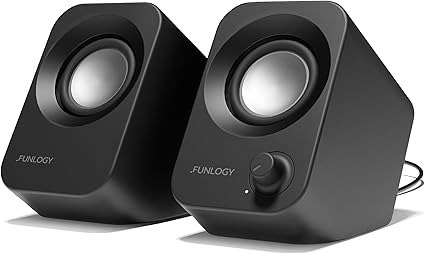 FUNLOGY Speaker（スピーカー/PCスピーカー）【VGP2024受賞 / 総合14W / ステレオスピーカー/USB給電/重低音/AUX / 3.5mmピン入力 / 日本ブランド 】 (ブラック)