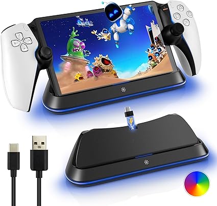 L'QECTED PS Portal 充電スタンド PSポータル用ライト付き充電スタンドPS5 Portal リモートプレーヤー 用Type-C式 充電ステーション 充電器 急速充電ドック 過充電保護 取付簡単 省スペース PSポータル 周辺機器 アクセサリー