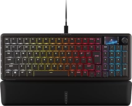 CORSAIR VANGUARD 96 PRO 有線ゲーミングキーボード 96% 配列 Hall Effect メカニカル – MLX Hyperdrive リニアスイッチ, LCDスクリーン, Flashtap SOCD, 8000Hz, Elgato Stream Deck 連携 – 日本語配列 – ブラックCH-91E911G-JP