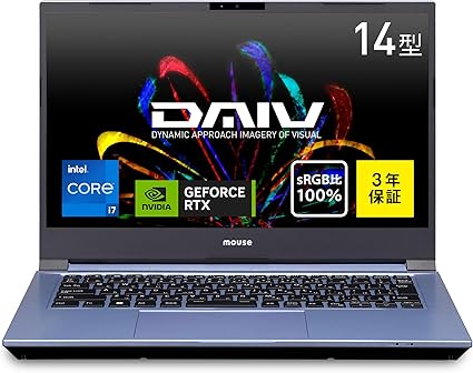 mouse 【RTX 4060搭載 / 3年保証】 クリエイター ノートパソコン DAIV S4 (14インチ フルHD 第13世代 Core i7-13700H RTX4060 32GB メモリ 1TB SSD Windows 11 動画編集 CAD) S4I7G60CB3SJW1AZ