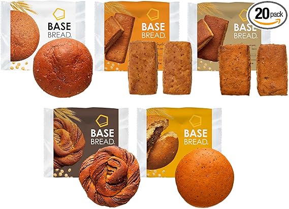 ベースブレッド 5種 20袋 パン [プレーン・チョコ・メープル・シナモン・カレー] 置き換えダイエット ダイエット食品 完全栄養食 低糖質 BASE BREAD ベースフード BASE FOOD