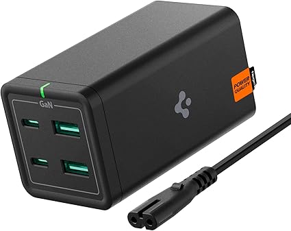 Spigen 最大100W 合計120W 4ポート PD 充電器 [ PSE技術基準適合/GaN III/PD対応 / 100W・60W / USB C・USB A 2ポート / 4台同時充電 / 1.5mコード / ブラック ] MacBook Pro Air iPad iPhone Galaxy Pixel 8 7 その他対応