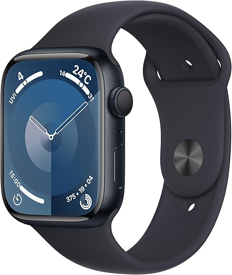 Apple Watch Series 9(GPSモデル)- 45mmミッドナイトアルミニウムケースとミッドナイトスポーツバンド - S/M
