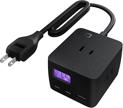 CIO 卓上 電源タップ USB付 Polaris CUBE DESK PD 65W [CIO独自技術 Nova Intelligence ] 液晶付 コード長 1.5m USB-C×2 USB-A×1 AC×3 合計6口 Type-C Type-A AC差込口 PD 急速充電 Macbook Windows ノートPC 各種その他機器対応 (ブラック)