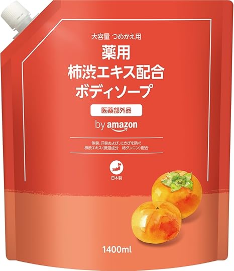 by Amazon 薬用 柿渋ボディソープ ペパーミント 大容量 詰替え用 1400ml