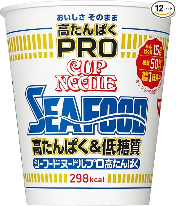 カップヌードル PRO 高たんぱく&低糖質 シーフードヌードル [1日分の食物繊維入り] 日清食品 カップ麺 78g×12個