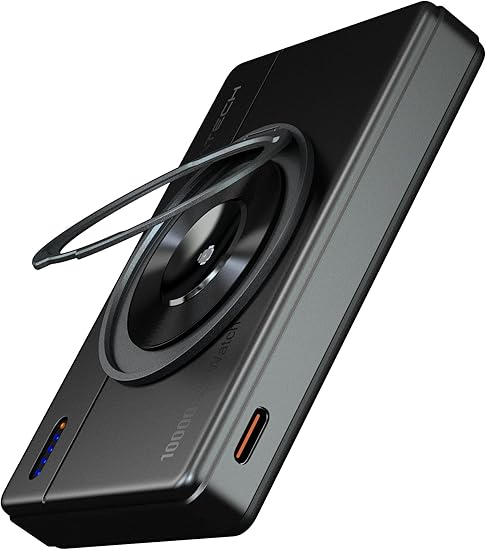 MATECH Qi2 Mobile Battery, Magsafe, Small, Ultra-thin, Lightweight (10,000 mAh, PD30W) [Apple Watch Charger/MagSafe Compatible Magnetic/Wireless Charging/Maximum Output 15W/Type C PD30W/iPhone 12-16