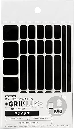 GRIPLUS（グリップラス） 極薄・強力 滑り止めシール スティック はがきサイズ (ブラック 1)