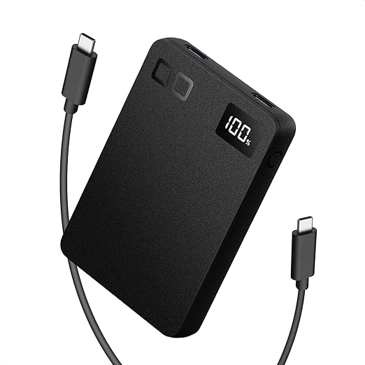 CIO モバイルバッテリー 薄型 軽量 小型 タイプC PD 20W [薄さ12mm 108g] 5000mAh 2ポート iPhone 15 / 16 / Android/iPad用 USB-C タイプC 急速充電 パススルー SMARTCOBY SLIM 20W (ブラック)