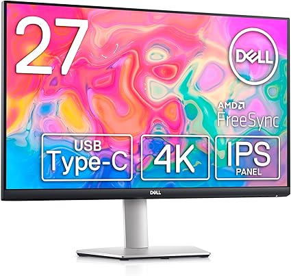 Dell S2722QC 27インチ 4K モニター (3年間無輝点交換保証/IPS非光沢/USB Type-C・HDMIx2/sRGB 99%/縦横回転・高さ調整/4ms/AMD FreeSync/スピーカー付)