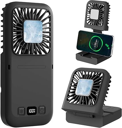 Benzisun ハンディファン 携帯扇風機 【2025新デザイン 瞬間冷却】 冷却プレート付き 首掛け 手持ち 卓上 折り畳み 風量5段階 6000mAh大容量 モバイルバッテリー機能 強風 暑さ対策 アウトドア/通勤/花火大会/花見/キャンプ ストラップ付き (ダークグレー)