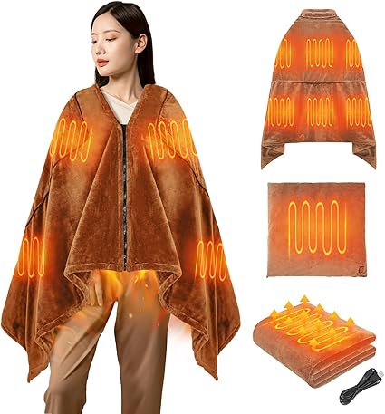 [RUSEPIN] 電気毛布 電気ひざ掛け 電気ブランケット 大判サイズ 160*80cm フランネル素材 ファスナー式 速暖 3段階温度調節 8箇所発熱エリア 肩掛け毛布 電気敷き毛布 USB給電式 軽量 省エネ 洗濯機丸洗い USB電気ブランケット 暖房器具 防寒対策 掛け敷き兼用 自宅 オフィス用 プレゼント 男女兼用 (らくだいろ)