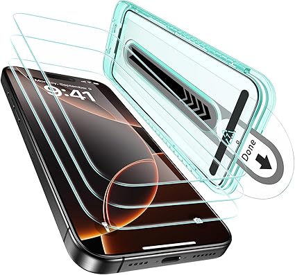 【3ステップ・SGS認証】ESR iPhone 16 Pro Max ガラスフィルム 3枚 いphone16promax ガラスフィルム サラサラ 縁なし 9H硬度 保護フィルム 強化ガラス 超クリア HD高透過率 指紋防止 超簡単貼り付け フィットトレイ付き 米軍MIL規格 耐衝撃 アイフォン16プロマックス対応